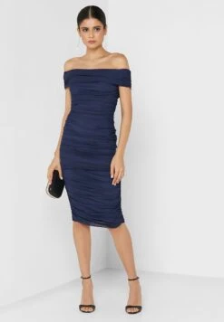 Little Mistress Bardot Ruched Bodycon Dress -Silk Bloom Dresses Store 4 zoom desktop 1540