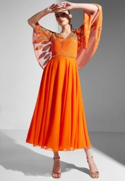 Embellished Cape Sleeve Skater Dress -Silk Bloom Dresses Store 4 zoom desktop 1543