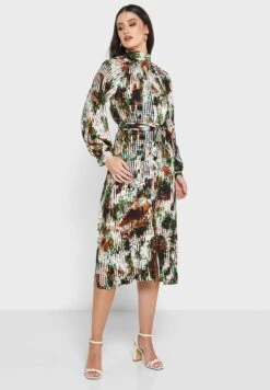 High Neck Belt Detail Printed Dress 7 High Neck Belt Detail Printed Dress -Silk Bloom Dresses Store 4 zoom desktop 1551