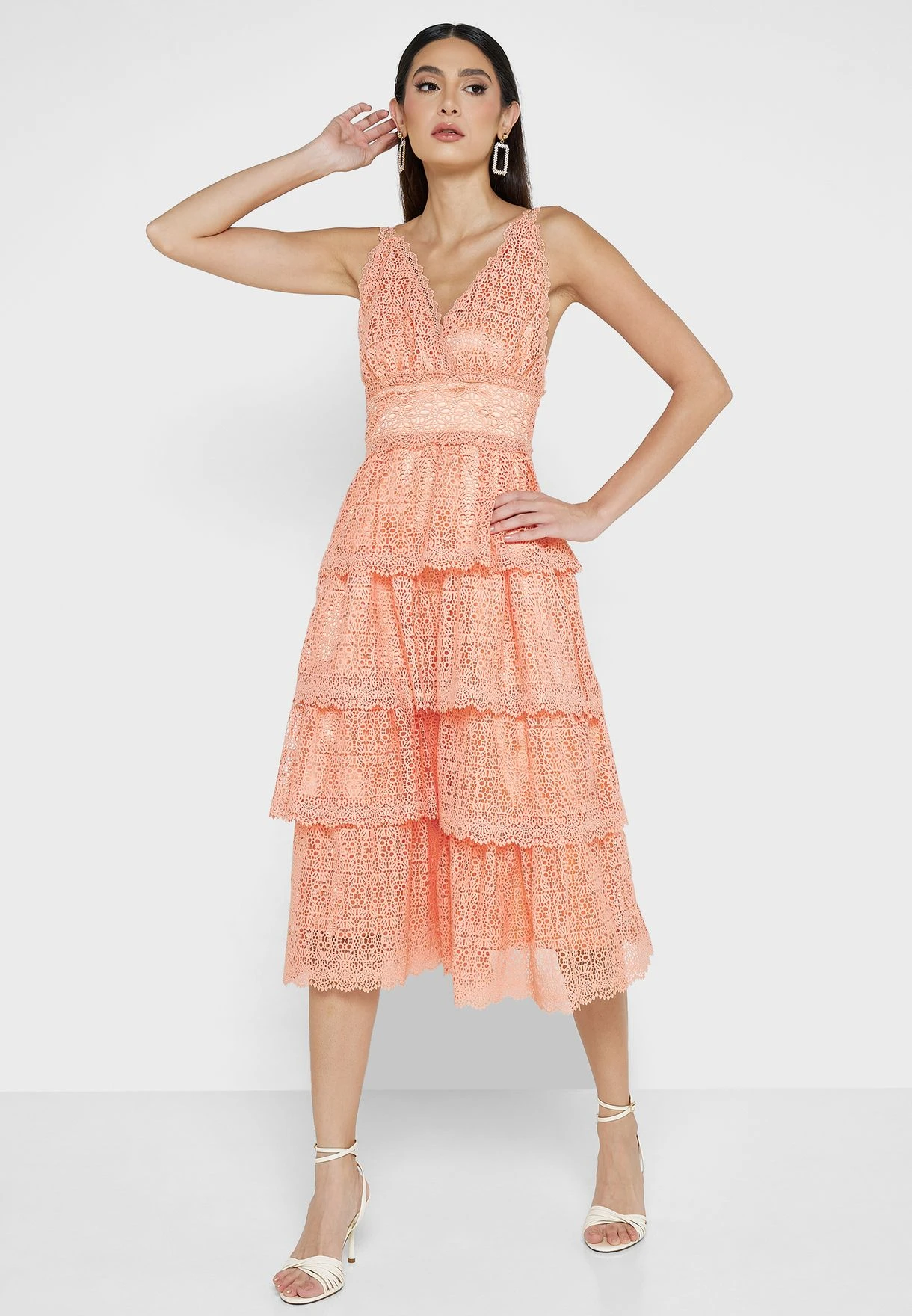 Ruffle Plunge Neck Dress 4 Ruffle Plunge Neck Dress - Image 4