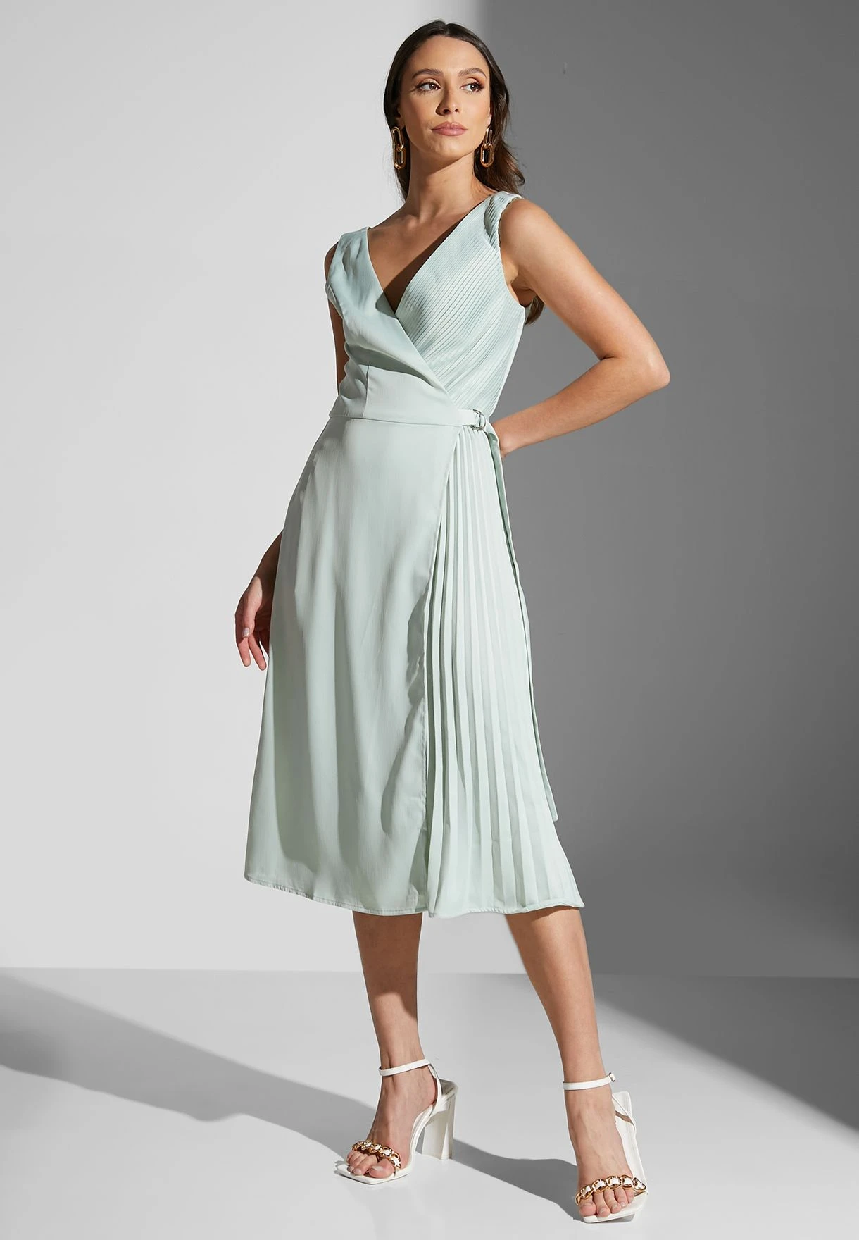 Belted Plisse Detail Dress 4 Belted Plisse Detail Dress - Image 4
