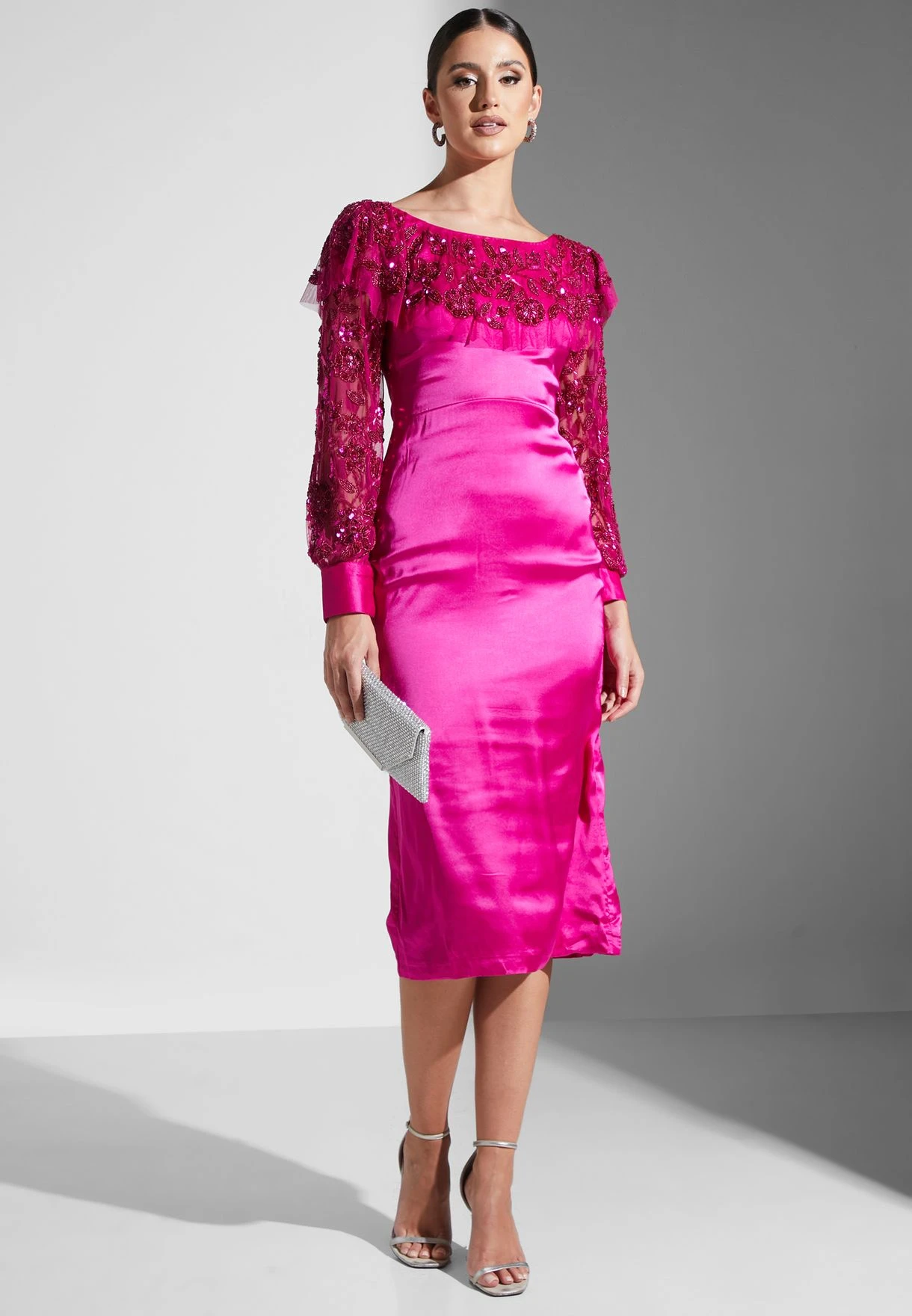 Boat Neck Sequin Detail Dress 4 Boat Neck Sequin Detail Dress - Image 4