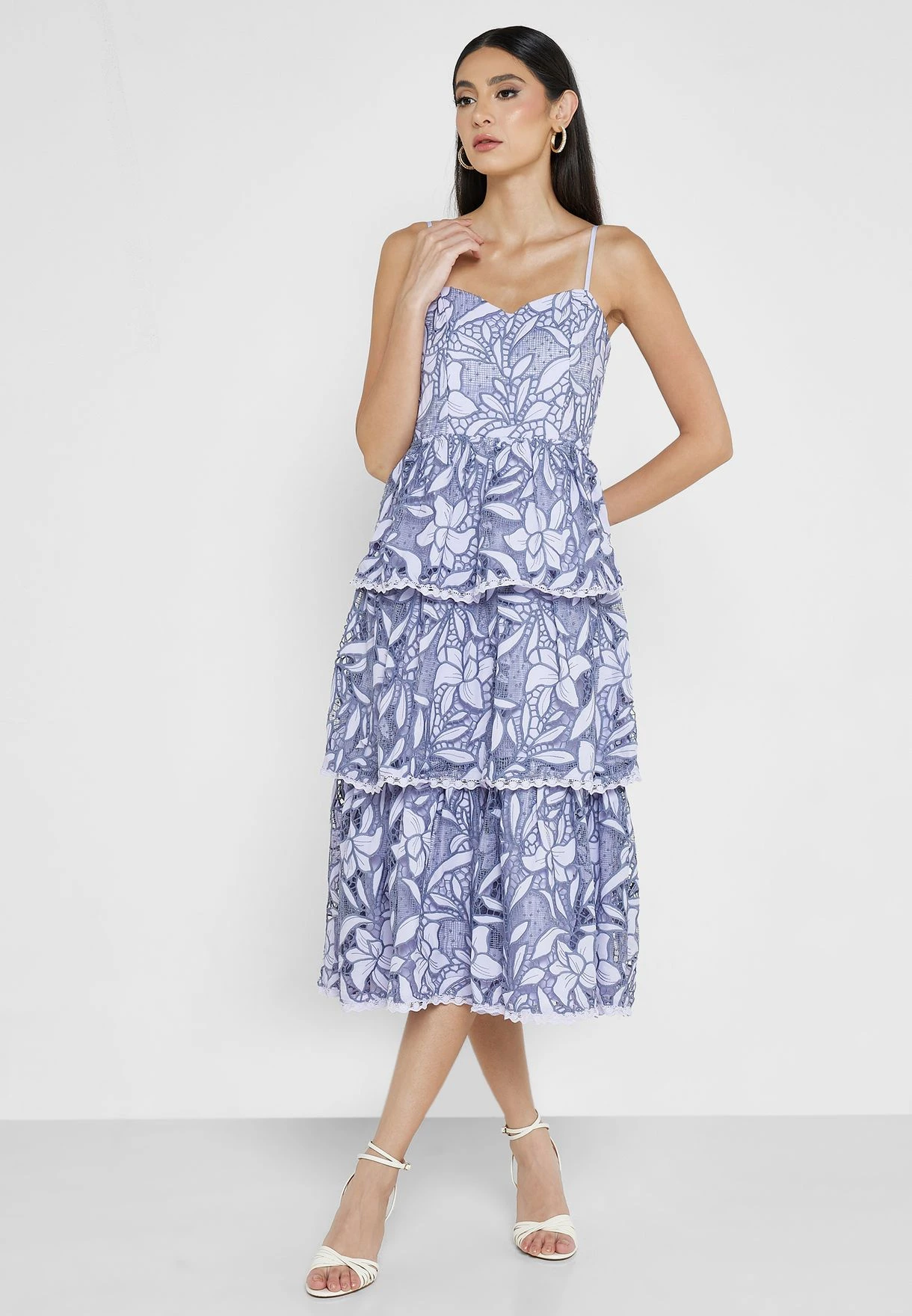 Printed Strappy Ruffle Dress 4 Printed Strappy Ruffle Dress - Image 4