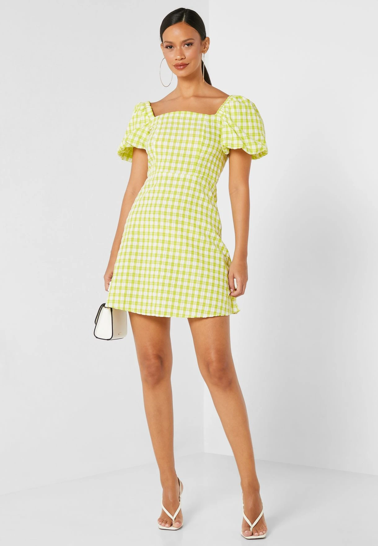 Puff Sleeve Gingham Dress 4 Puff Sleeve Gingham Dress - Image 4