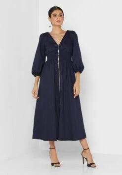 Little Mistress Navy Denim Zip Midaxi By Vogue Williams -Silk Bloom Dresses Store 4 zoom desktop 1573