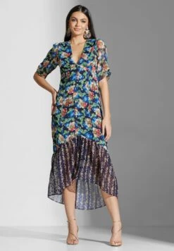 Floral Printed Ruffle Hem Dress -Silk Bloom Dresses Store 4 zoom desktop 1577