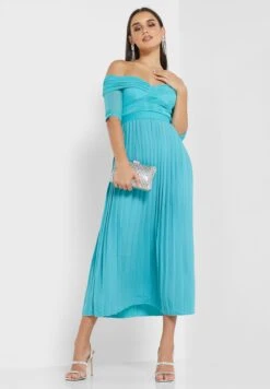 Little Mistress Bardot Plisse Dress -Silk Bloom Dresses Store 4 zoom desktop 1581