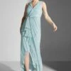 Adrianna Papell Surplice Neck Waterfall Trim Dress
