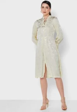 Pleated Shoulder Placket Dress -Silk Bloom Dresses Store 4 zoom desktop 1610