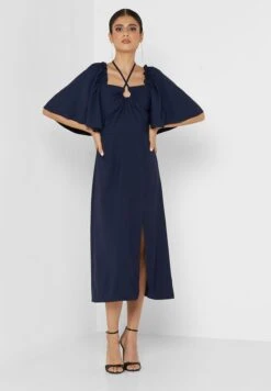 Little Mistress Navy Strap Detail Midaxi By Vogue Williams -Silk Bloom Dresses Store 4 zoom desktop 1617