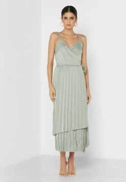 Little Mistress Khaki Satin Pleat Midaxi By Vogue Williams -Silk Bloom Dresses Store 4 zoom desktop 1627