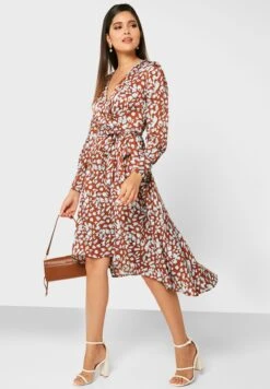 Printed Wrap Dress -Silk Bloom Dresses Store 4 zoom desktop 1632