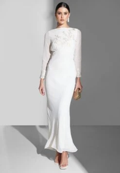 Plunge Neck Embroidered Dress -Silk Bloom Dresses Store 4 zoom desktop 1640