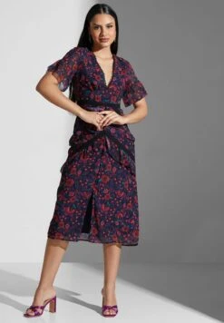 Lace Detail Floral Print Dress -Silk Bloom Dresses Store 4 zoom desktop 1642