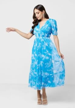 Floral Puff Sleeve Tiered Dress -Silk Bloom Dresses Store 4 zoom desktop 1643