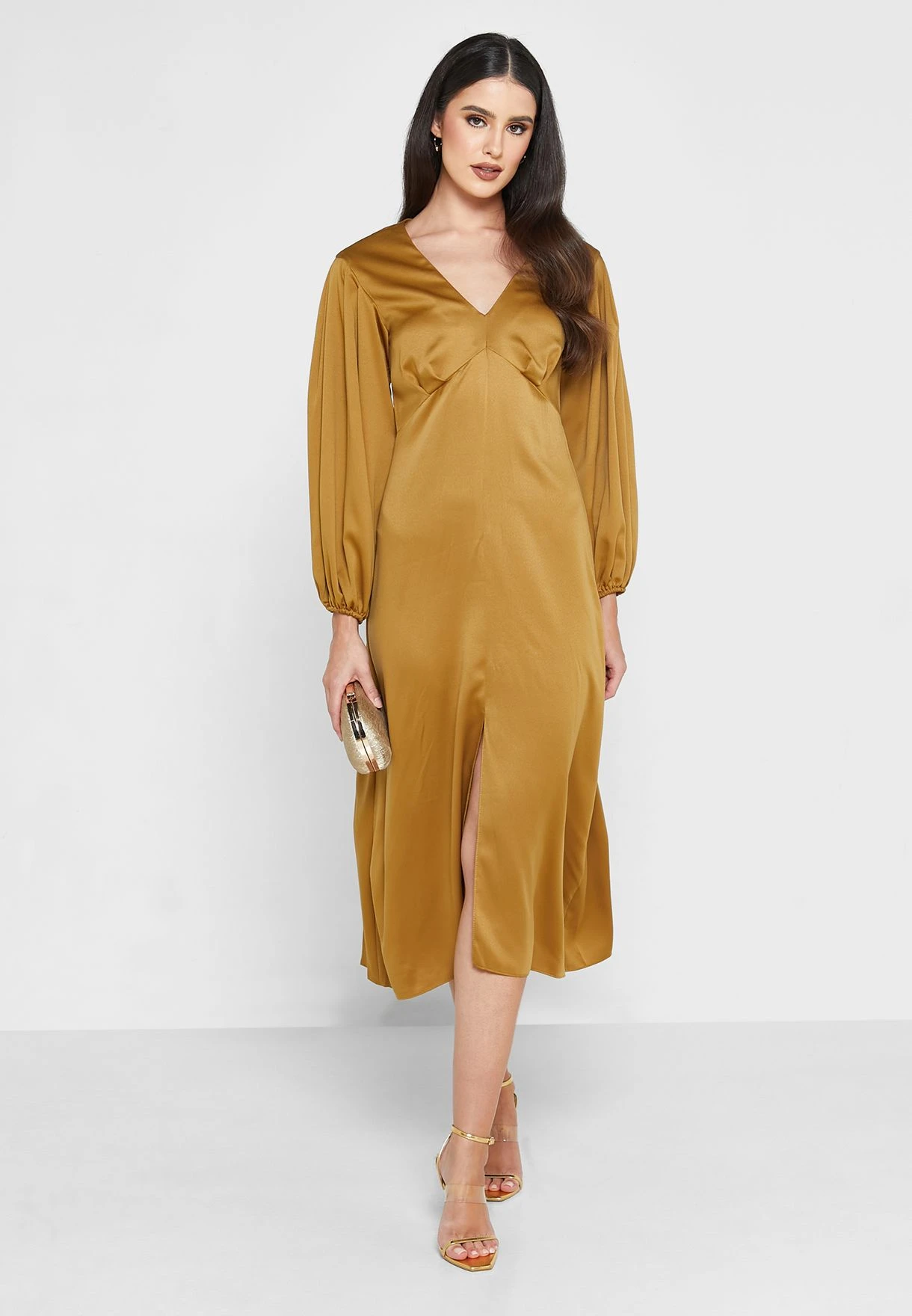 Front Slit Puff Sleeve Dress 4 Front Slit Puff Sleeve Dress - Image 4