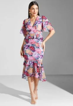 Floral Back Cut Ruffle Hem Dress -Silk Bloom Dresses Store 4 zoom desktop 1653