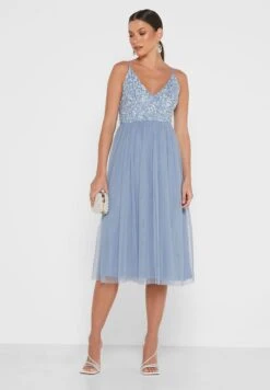 Plunge Neck Cami Pleated Dress -Silk Bloom Dresses Store 4 zoom desktop 1654