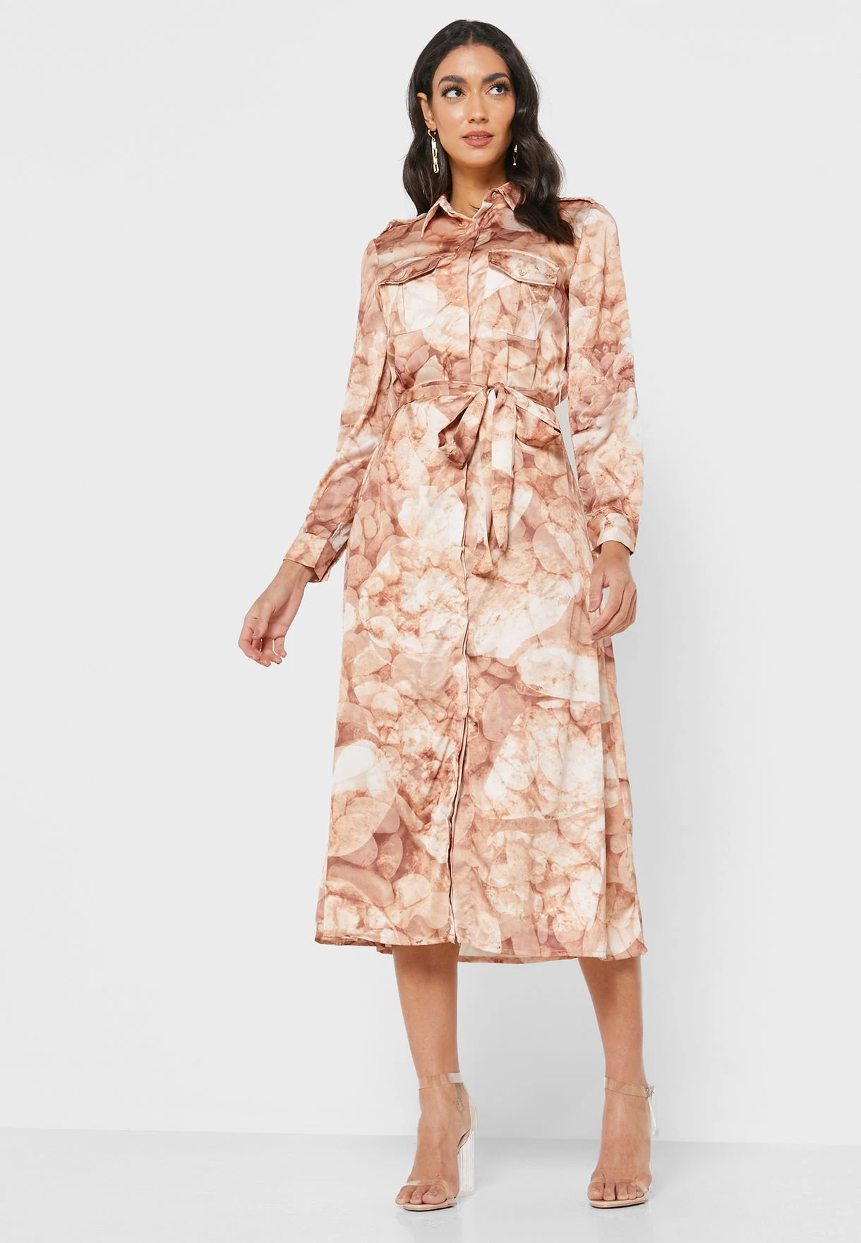 Printed Tie Detail Shirt Dress 4 Printed Tie Detail Shirt Dress - Image 4