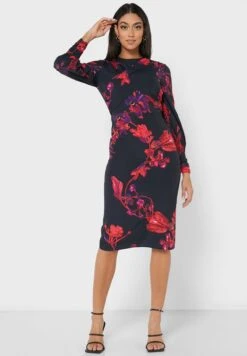 Split Detail Floral Print Dress -Silk Bloom Dresses Store 4 zoom desktop 1667