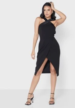 Cross Neck Belt Detail Dress -Silk Bloom Dresses Store 4 zoom desktop 1668