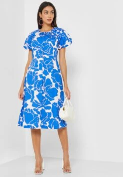 Printed Button Detail Shirt Dress -Silk Bloom Dresses Store 4 zoom desktop 1669