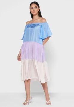 Saria Bardot Scallop Detail Tiered Dress -Silk Bloom Dresses Store 4 zoom desktop 1673