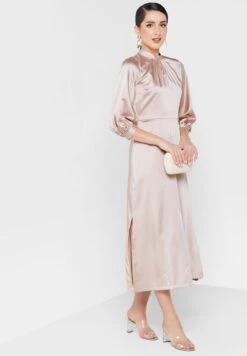 High Neck Side Split Cuff Detail Dress 7 High Neck Side Split Cuff Detail Dress -Silk Bloom Dresses Store 4 zoom desktop 1677
