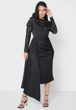 Side Split Mesh Insert Drape Detail Dress 7 Side Split Mesh Insert Drape Detail Dress -Silk Bloom Dresses Store 4 zoom desktop 1683