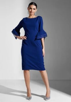 Adrianna Papell Boat Neck Ruffle Sleeve Dress -Silk Bloom Dresses Store 4 zoom desktop 1684
