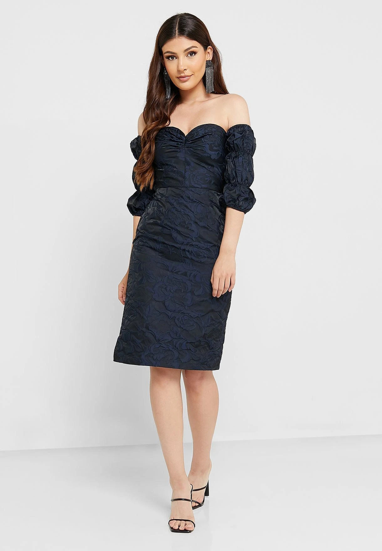 Bardot Puff Sleeve Sweetheart Neck Dress 4 Bardot Puff Sleeve Sweetheart Neck Dress - Image 4