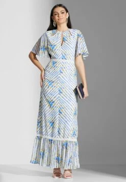 Keyhole Neck Ruffle Hem Dress -Silk Bloom Dresses Store 4 zoom desktop 1692