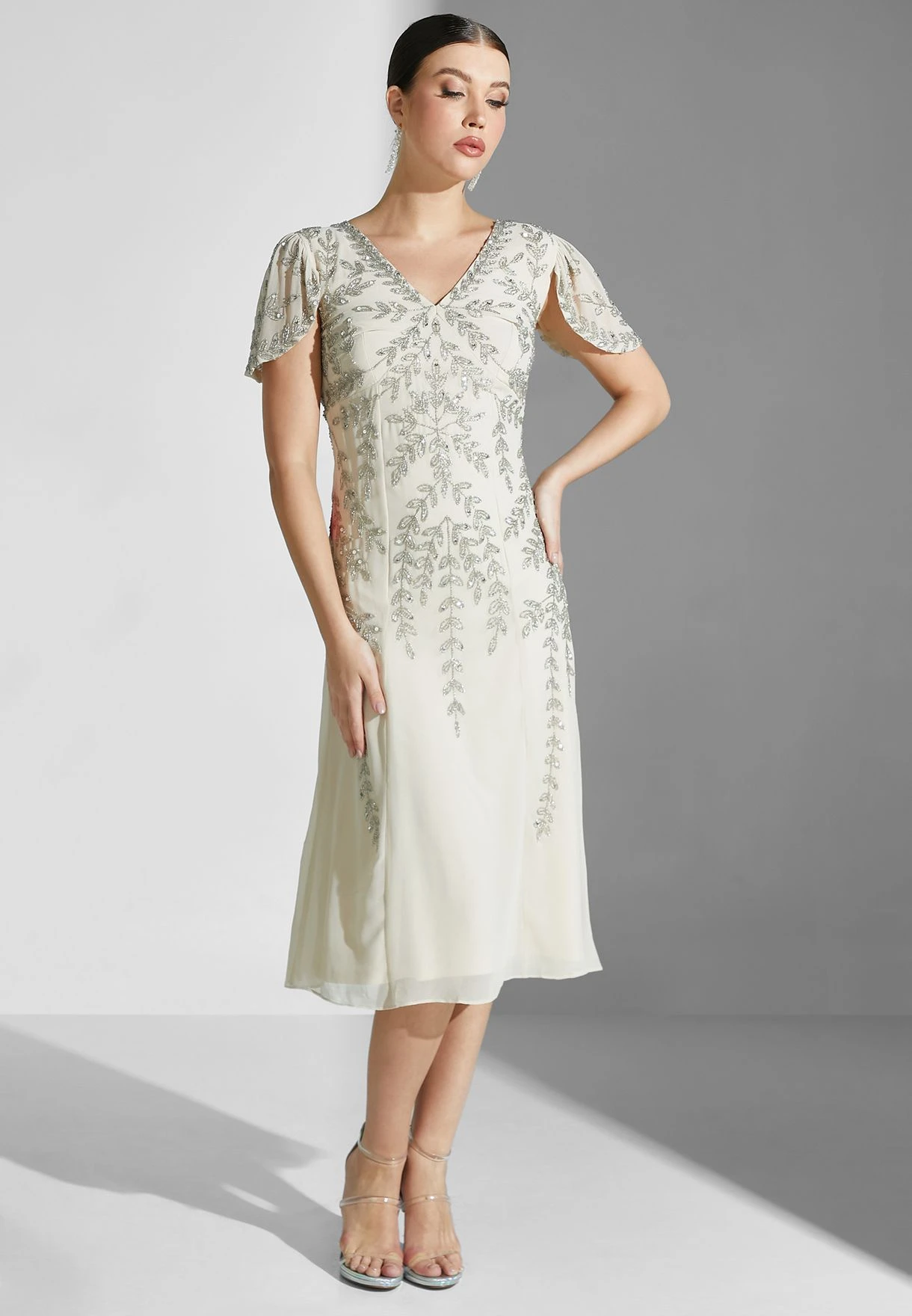 Sequin Detail Cape Sleeve Dress 4 Sequin Detail Cape Sleeve Dress - Image 4