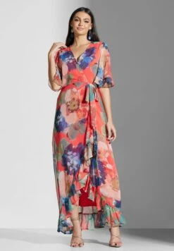 Floral Ruffle Hem Wrap Dress -Silk Bloom Dresses Store 4 zoom desktop 1700