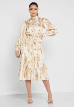 Belted Button Detail Printed Dress -Silk Bloom Dresses Store 4 zoom desktop 1716