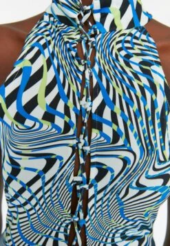 Trendyol Halter Neck Side Split Printed Dress -Silk Bloom Dresses Store 4 zoom desktop 1728