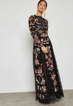 Embroidered Plunge Maxi Dress -Silk Bloom Dresses Store 4 zoom desktop 1747