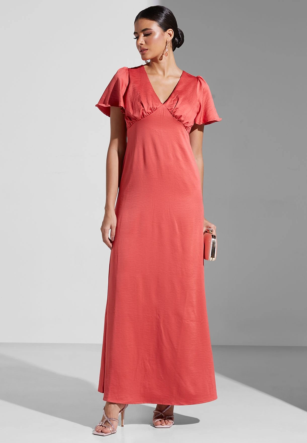 Plunge Neck Ruffle Sleeve Dress 4 Plunge Neck Ruffle Sleeve Dress - Image 4