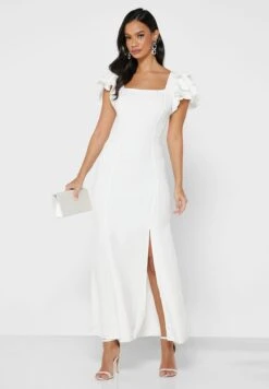 ELLA Ruffle Sleeve Slit Dress -Silk Bloom Dresses Store 4 zoom desktop 1795