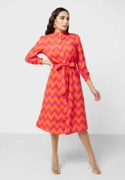 ELLA Printed Belt Detail Dress -Silk Bloom Dresses Store 4 zoom desktop 1804