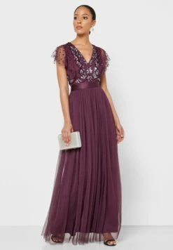 Pleated Embellished Wrap Dress -Silk Bloom Dresses Store 4 zoom desktop 1810