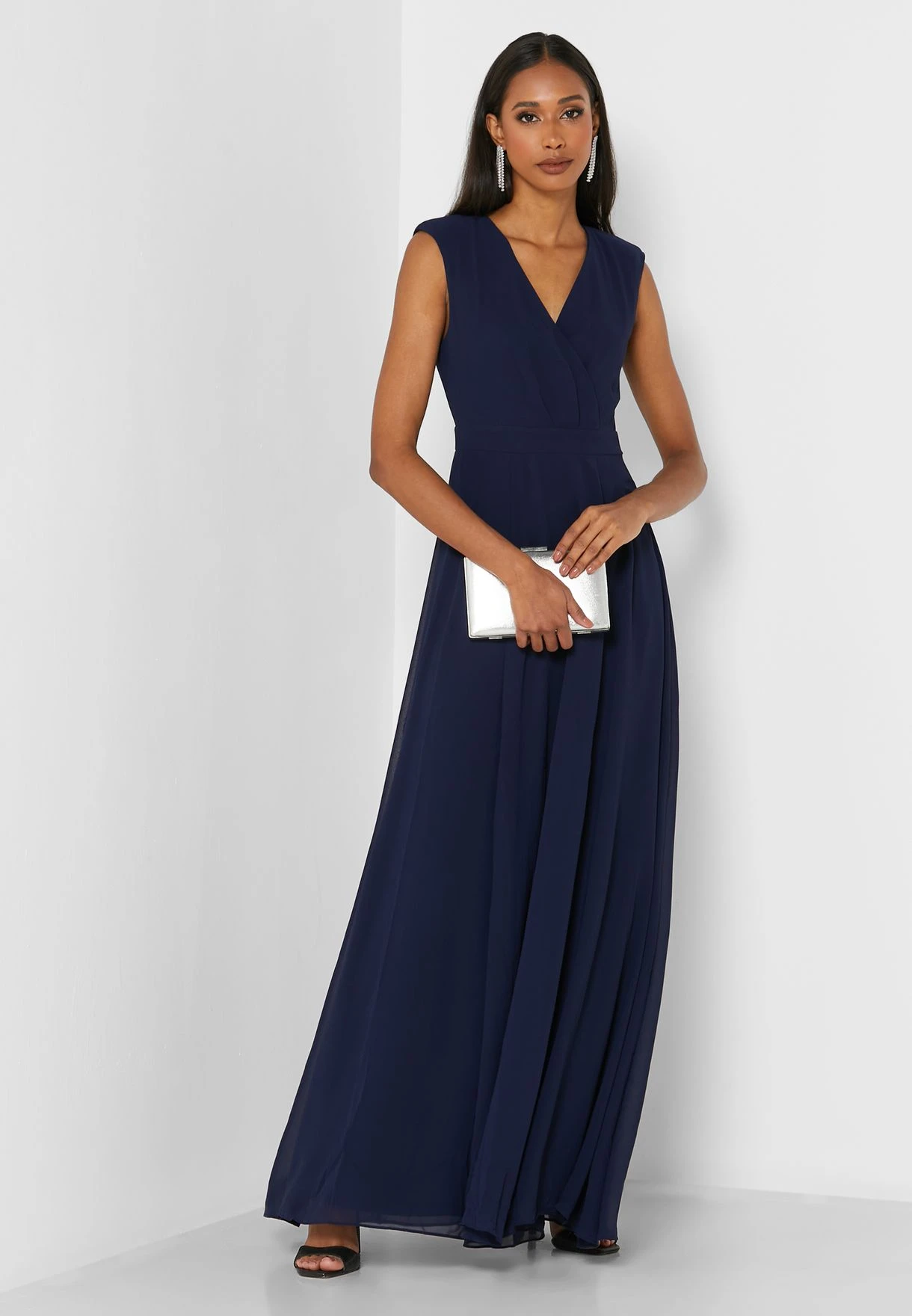 V-Neck Pleat Detail Dress 4 V-Neck Pleat Detail Dress - Image 4