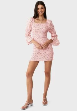 COTTON ON Shirred Long Sleeves Mini Dress -Silk Bloom Dresses Store 4 zoom desktop 184