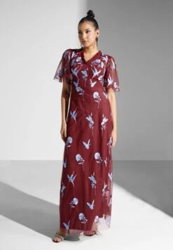 Embroidered Maxi Dress With Sheer Mesh Sleeves -Silk Bloom Dresses Store 4 zoom desktop 1846