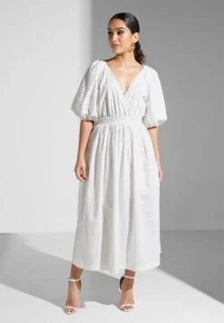 Puff Sleeve Pleated Dress -Silk Bloom Dresses Store 4 zoom desktop 1856