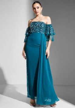 Embellished Bardot Drape Detail Dress 7 Embellished Bardot Drape Detail Dress -Silk Bloom Dresses Store 4 zoom desktop 1863