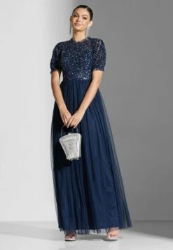 High Neck Puff Sleeve Sequin Dress -Silk Bloom Dresses Store 4 zoom desktop 1870