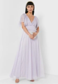 Plunge Neck Ruffle Sleeve Dress 7 Plunge Neck Ruffle Sleeve Dress -Silk Bloom Dresses Store 4 zoom desktop 1872