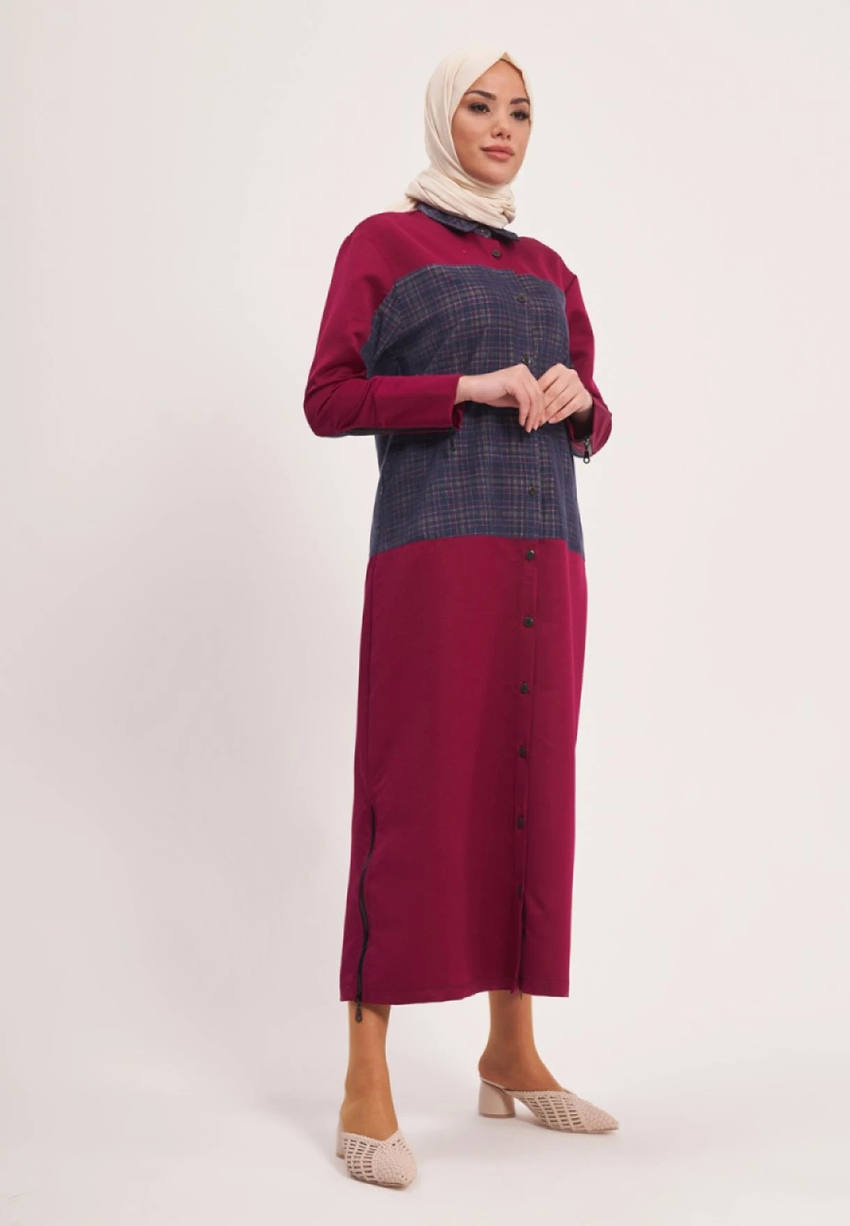 Checked Detail Knitted Dress 4 Checked Detail Knitted Dress - Image 4