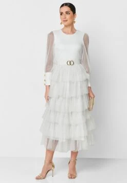 Mesh Sleeve Tiered Dress -Silk Bloom Dresses Store 4 zoom desktop 1908